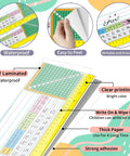 40 Piece Waterproof Desk Nameplates For Classroom Use Kid Friendly Multipurpose Name Tags For Students Desk Cards With Multiplication Fractions And Percentages Tables in PET laminated sheet showing features.