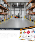 Warehouse with forklift and Hazmat Placards Poster Must Have 49 CFR 172 Identification Chart Class 1 To 9 Dangerous Goods Reference