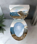 Elongated Toilet Seat Decorative Bathroom with a dog design, suitable for standard elongated toilets, designed for bathroom decor.