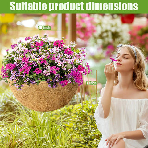 2 Pack 16 Inch Round Coco Liners For Hanging Baskets And Plant Pots Natural Coconut Fiber Liners For Outdoor Gardens