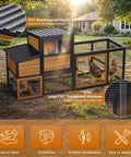 Wooden Chicken Coop For 2 To 4 Chickens With Run And 2 Nesting Boxes 2 Roost Bars PVC Windows Weather Resistant Roof Easy Clean 3 Door Access Ground Stakes Backyard Poultry Setup Cozy Family Friendly