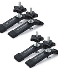 Rugged Aluminum T-Track Hold Down Clamps For Woodworking 6-3/8 Inch L By 1-1/4 Inch W Fits 3/4 X 3/8 T-Track Black Anodized Fine Sandblast 4 Pack