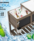 80 Qt Rolling Patio Cooler With Bottle Opener And Shelf For Backyard Hangouts And Gatherings, ice chest with bottles in ice