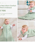 Baby in Cozy Six To Twelve Month Winter Sleep Sack With Two Point Five TOG One Hundred Percent Cotton Wearable Baby Blanket