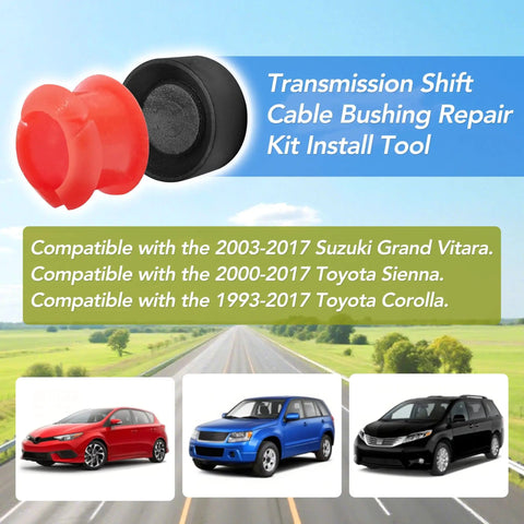Universal Transmission Shift Cable Bushing Repair Kit Install Tool for 2003-2017 Suzuki Grand Vitara and Toyota models.