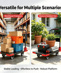 Heavy Duty Push Cart Dolly Platform Truck Hand Truck With Foldable Flatbed High Capacity Moving Cart For Boxes Sponge Anti Slip Foam Grip Handle Shock Absorbing Cold Proof Space Saving Design in warehouse and home use