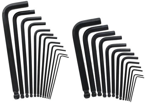 Orange Ball End Hex Key Set 25 Piece SAE Inch Metric Mm Allen Key Combo with ball point sockets for hex nuts
