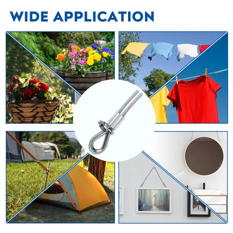 Wide application of 60 Piece M3 Stainless Steel Wire Rope Clip Clamp Set With Thimble And Aluminum Crimping Loop Sleeve For Outdoor Use Three Styles 20 Pieces Each Heavy Duty Cable Fasteners Built Tough in various scenarios