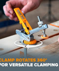 Badass Auto Adjust T Track Clamp Built For Standard 5 16 Inch T Slot with 360 degree rotation shown in use.