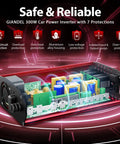 300W Pure Sine Wave Car Power Inverter With PD 30W Type C And QC 3.0 USB internal components and safety protections