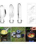 Lightweight Camping Cookware Mess Kit Gear with pot, pan, kettle, two cups, utensils for backpacking, hiking, and picnics stainless steel set