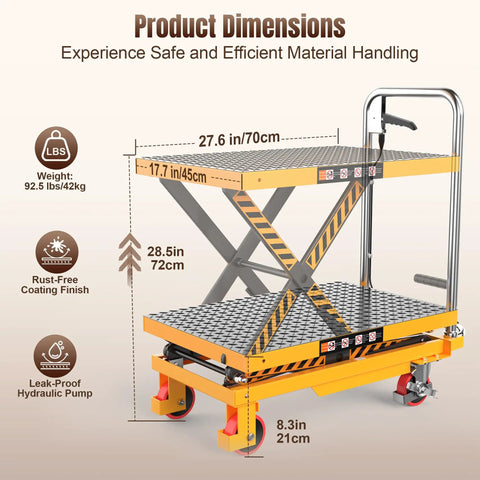 Heavy Duty Hydraulic Lift Table Cart 330 Lbs Single Scissor Platform Adjustable Height 8 To 28 Inches Yellow Smooth Operator For Garage Workshop Material Handling That Really Delivers Badass Performance And Zero Hassle