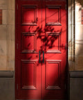 Red double doors with Black Cast Iron Cabinet Pulls And Handles Set For Doors Gates Fence Garage Closet Indoor Outdoor Use