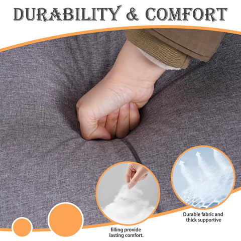 Close-up of hand pressing cushion of Double Egg Chair With Stand And Adjustable Canopy For Two People Indoor Outdoor Wicker Hanging Swing Chairs.