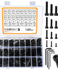 All In One 1680 Pcs Metric Hex Bolts And Nuts Set M2 To M5 With Washers And Black Finish, Hex Socket Cap Screws, Durable Alloy Steel