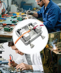 Adjustable Aluminum Soldering Jig For Electronics PCB Assembly And Jewelry Watch Repair in use by technicians