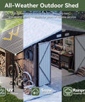 8x12 Ft Outdoor Metal Shed Built Tough For Everyday Yard Gear With Open Firewood Bay And Lockable Doors, interior view