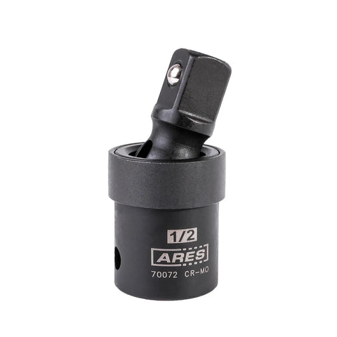 Rugged Half Inch Drive Impact Universal Joint For Cordless Electric And Pneumatic Wrenches With Corrosion Resistant Manganese Phosphate Coating Laser Etched ID And Spring Loaded Detent Ball, 1/2in CR-MO
