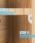 Heavy Duty Clear Shelf Pin Pegs 3mm With Solid Zinc Steel Core 30 Pack shown in a hole on wooden cabinet for installation.