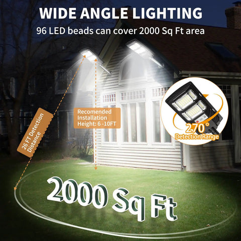 Top Shelf Solar Street Lights Outdoor Waterproof 2 Pack Led Flood Lamp 10000 Lumen with wide angle coverage for 2000 Sq Ft area.