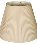 Beige Deep Empire Lamp Shade With Side Pleats 10 x 20 x 15 Silk Type Shantung Fabric Hand Tailored Premium Off White Lining Brass Spider Fitter