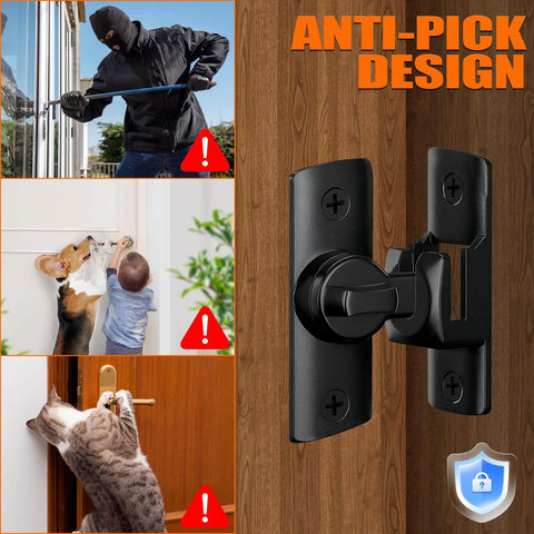 Heavy Duty Dual Angle Barn Door Lock With 90 And 180 Degree Install Easy To Mount Small Door Latch for privacy and security