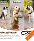Three dogs using Heavy Duty Check Cord Dog Leash Long Training Lead for camping, swimming, hiking; features 360-degree rotating clasp.