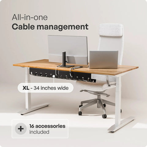 Under Desk Cable Management Tray Set Of 2 With 10 Cable Ties mounted under a desk, organizing cables for a tidy office setup