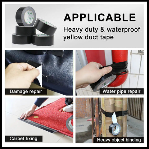 Five Roll Pack Black Duct Tape Rolls For DIY Projects, Heavy Duty 8.3 Mil Thick 1.88 Inch Wide By 35 Yards Each use examples