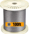 Spool of 316 Stainless Steel Aircraft Cable Rope One Eighth Inch 7 By 7 Construction for Deck Railing Kit Non Magnetic Marine Grade 100 Feet