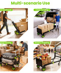 3-In-1 Folding Hand Truck Dolly With Retractable Handle And Four Wheels in various scenarios: warehouse, cargo, luggage, shopping