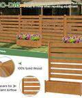 Outdoor Wood Privacy Fence Panels For Air Conditioner Trash Can And Pool Equipment Enclosures With Planter Box Yard Must Have Privacy Screen 3 Panels 36 Inches Wide By 45 Inches High Easy Install, showcasing wood construction and flower planter.