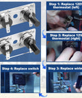 Dual RV Water Heater Thermostat And Limit Switch Kit For SW Series 12V And 120V T Stat Replacement Easy Install Steps