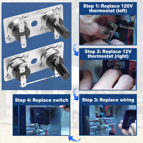 Dual RV Water Heater Thermostat And Limit Switch Kit For SW Series 12V And 120V T Stat Replacement Easy Install Steps