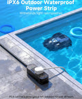 Outdoor Weatherproof Power Strip With 3 Outlets, 5 Foot Cord, 1625W High Power, Anti Shock Safety, IPX6 Waterproof by poolside