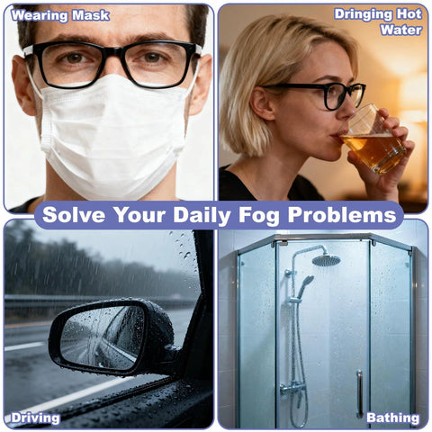 Anti-fog wipes for glasses; large, pre-moistened lens cleaner by Amazon (200-pack) used for mask fog, driving, bathing.