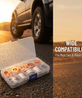 Oil Drain Plug Crush Washer Kit for Cars, Universal Gasket Set in Aluminum and Copper, storage box on road