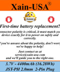 One Pack 3.7V 4400mAh Li Ion Battery Pack With JST PH 2 Pin Connector Polarity Warning Sign