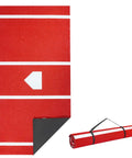 Baseball and Softball Batting Mat with Home Plate for Indoor Outdoor Practice, 12x6ft anti fade turf, rolled and unrolled view
