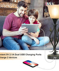 Set Of 2 Touch Control Table Lamps With 3 Way Dimmable Torchiere Lighting, Dual USB Charging Ports, Rustic Leaf Body visible