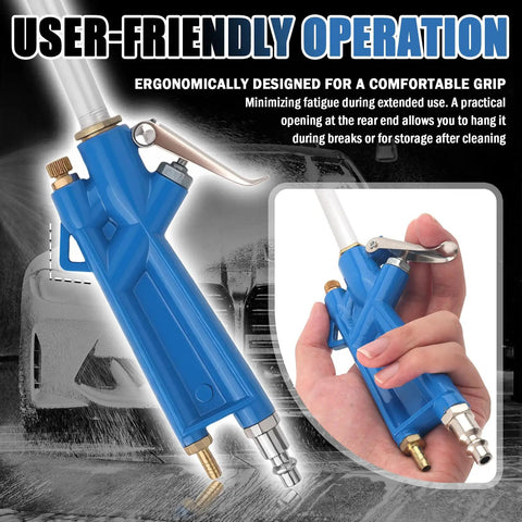 High Pressure Pneumatic Engine Cleaning Gun With Bent Nozzle And 3.93Ft Hose For Deep Auto Engine Cleaning, held in hand