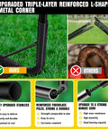 Close-up of reinforced L-shaped metal corner and fiberglass poles for Backyard Kids Soccer Goal Set 2 Pack 4x3 Ft Portable Pop Up Net