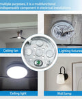 4 Inch Round Ceiling Pan Metal Electrical Box Pancake Box For Outlets Half Inch Deep With Half Inch Bottom Knockouts for fans and lights
