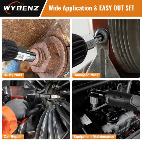 Seventeen Piece Screw Extractor Set With Three Eighths Inch Drive Easy Out For Stripped Screws Bolts And Nuts in use on various fasteners