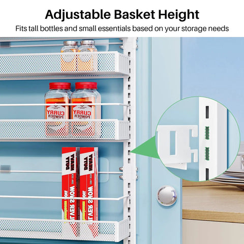 8 Tier Over The Door Organizer With Grip Tight Adjustable Hook And Flexi Baskets Huge White Closet Rack That Hooks Up Quick And Keeps Your Stash Neat Without Any Headaches Or Hassle