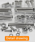 Heavy Duty 116Pcs Metric Bolt Set M6 M8 M10 In 304 Stainless Steel With Nuts And Bolts, Flat And Spring Washers, Hex Head Cap Screws
