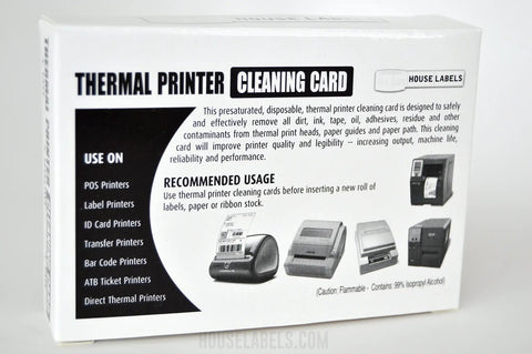 Box of Thermal Printer Cleaning Cards For Print Heads 2.1 By 3.425 Inches Each Card Is Individually Wrapped To Stay Fresh While You Clean