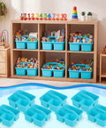24 Pack Classroom Caddies Bulk with 3 Compartments and Easy Grip Handle Plastic Stackable Storage Caddies for Pencils Glue