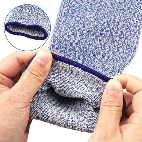 Close-up of Level 5 Cut Resistant Arm Sleeves 6 Pairs 31cm Unisex Anti Abrasion Anti Scratch Anti Bite Protection in blue texture.