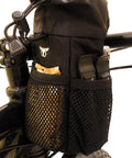 Bike Stem Bag With Insulated Pouch For Snacks And Water Bottle Storage on bike, one-hand access, fits 32oz bottles, secure mount.